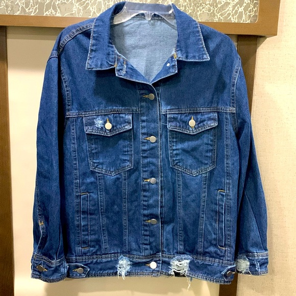 Jackets & Blazers - Denim distressed Jacket Women’s Sz 1X Button down 6-Pocket Classic For all Ages